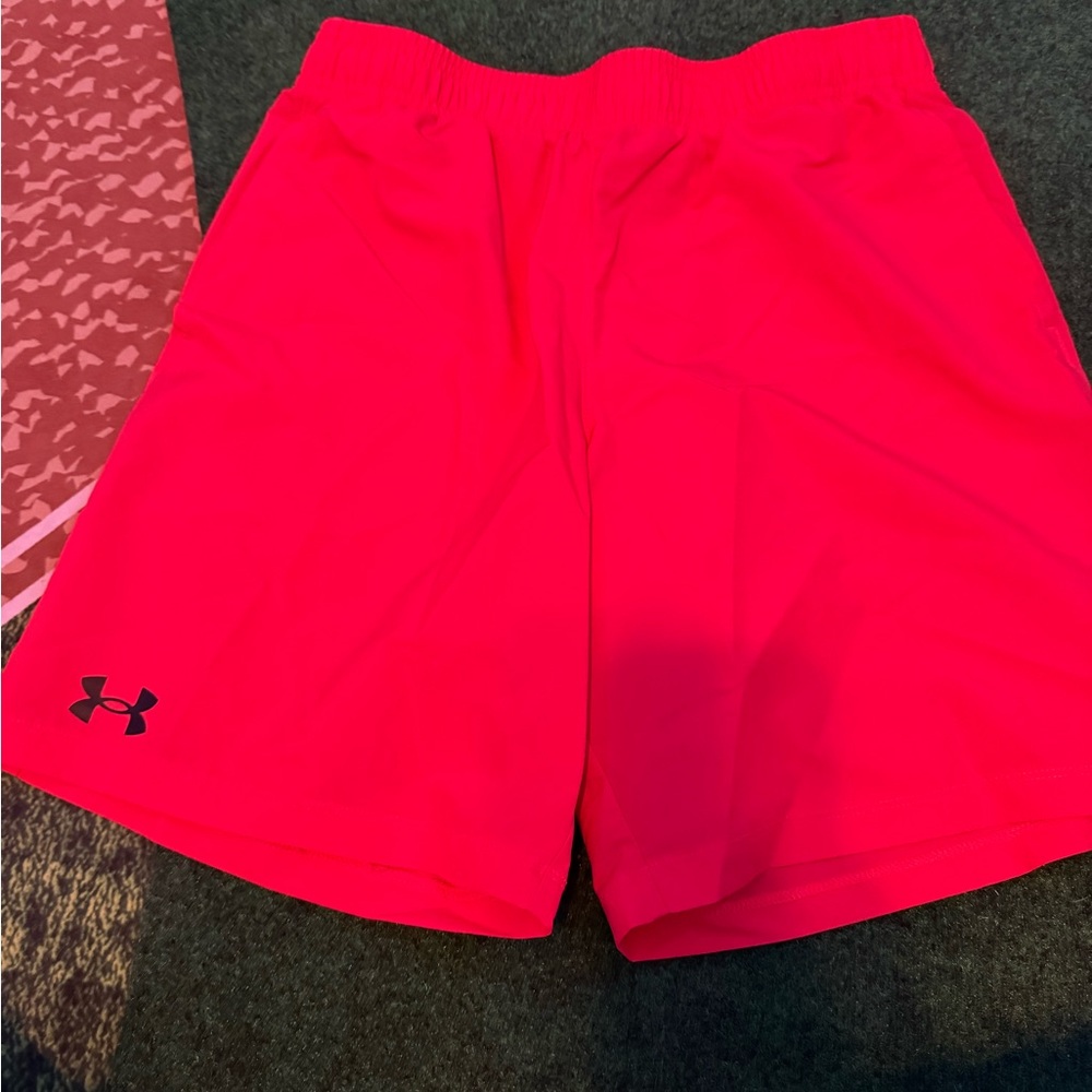 Under Armour Bright orange/red Athletic Shorts. YXL